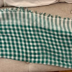 Jcrew green and white checked scarf NWT
